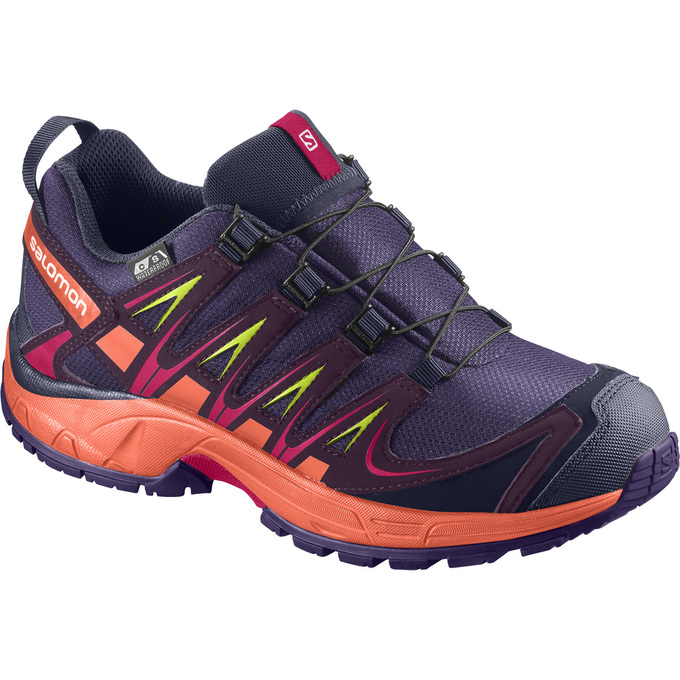 Salomon Israel XA PRO 3D CSWP J - Kids Trail Running Shoes - Purple/Orange (ZUBA-14269)